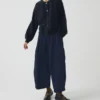 Katoenen twill broek met wijde pijpen