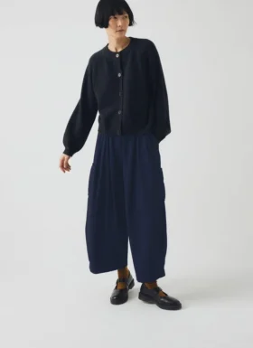 Katoenen twill broek met wijde pijpen