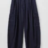 Katoenen twill broek met wijde pijpen