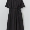 Katoenen twill jurk met strik in de taille