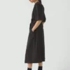 Katoenen twill jurk met strik in de taille
