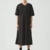 Katoenen twill jurk met strik in de taille