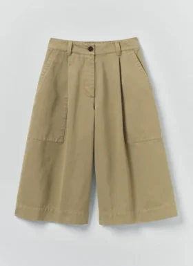 Katoenen twill korte broek met plooien