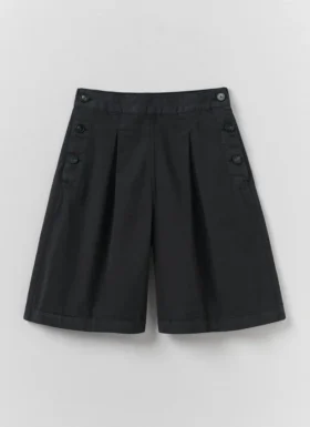 Katoenen twill-korte broek met plooien aan de voorkant