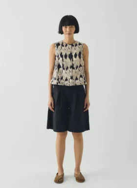 Katoenen twill-korte broek met plooien aan de voorkant