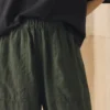 Kledingstukgeverfde linnen broek met wijde pijpen