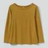 Lia T-shirt met bootnek, geverfd in de massa