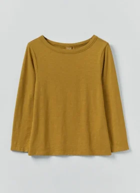 Lia T-shirt met bootnek, geverfd in de massa