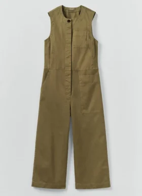 Mouwloze jumpsuit van katoenen twill