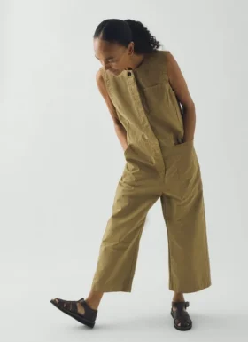 Mouwloze jumpsuit van katoenen twill