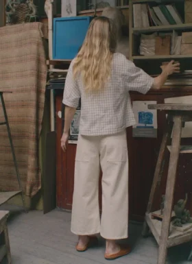 Ontspannen denimbroek met wijde pijpen