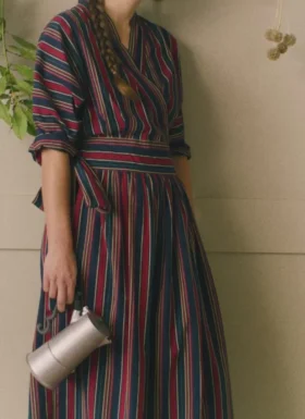 Pantry Stripe katoenen wikkeljurk