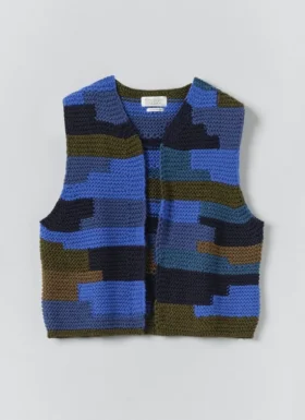 Patchwork gebreid wollen vest