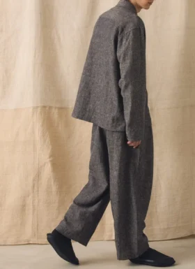 Plissé broek van linnen-katoen twill