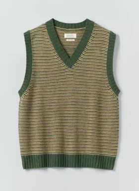 Tanktop van wol en katoen met fijne strepen