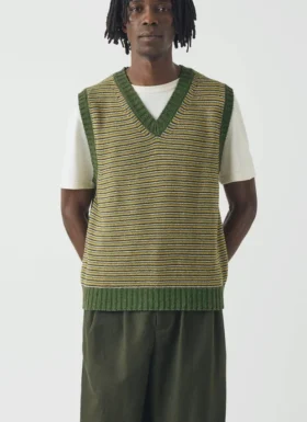 Tanktop van wol en katoen met fijne strepen