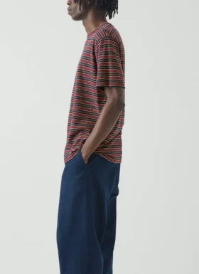 Theo katoenen gestreept T-shirt met korte mouwen