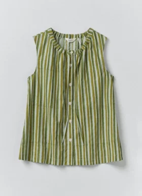 Top met blokprint en sorbetstrepen