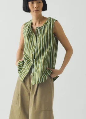 Top met blokprint en sorbetstrepen