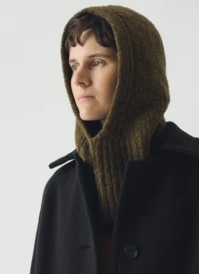 Wollen alpaca bouclé-capuchon