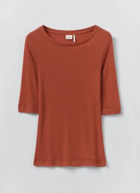Wollen lyocell T-shirt met ronde hals