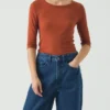 Wollen lyocell T-shirt met ronde hals