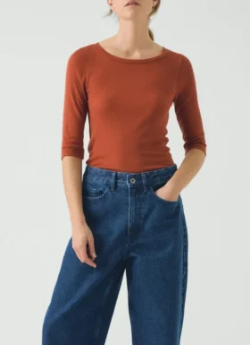 Wollen lyocell T-shirt met ronde hals
